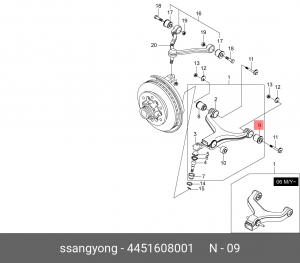 Сайлентблок SSANGYONG Rexton (02-) рычага переднего нижнего задний OE 4451608001 SSANG YONG