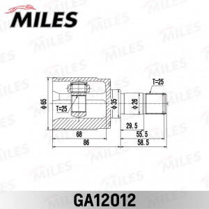 ШРУС внутренний правый HONDA CIVIC 01-06 GA12012 GA12012 MILES