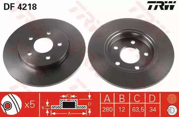 Диск тормозной FORD Mondeo 3 (00-) JAGUAR X-Type (01-) задний (1шт.) TRW DF4218 TRW