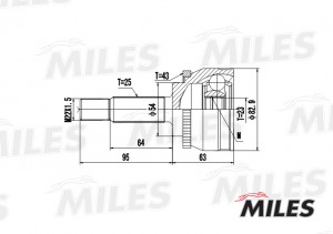 ШРУС наружный MITSUBISHI CARISMA/SPACE STAR 1.8 97-06 (с ABS) (GKN 304304) GA202 GA20253 MILES