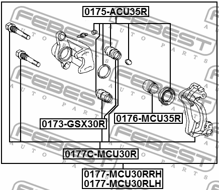 Поршень суппорта задний HYUNDAI H1 08- 0176-MCU35R 0176-MCU35R FEBEST