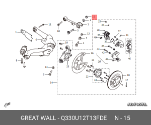Гайка HAVAL F7,F7x стойки стабилизатора переднего OE Q330U12T13FDE GREAT WALL