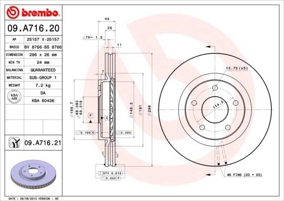 Диск тормозной Brembo Painted Disc 09.A716.21 09A71621 BREMBO
