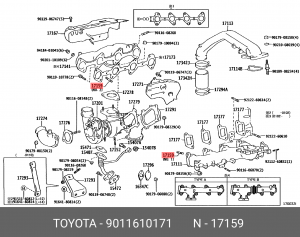 Шпилька коллектора выпускного 90116-10171 90116-10171 TOYOTA