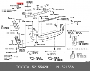кронштейн бампера! заднего боковой, правый\ Toyota 52155-42011 TOYOTA