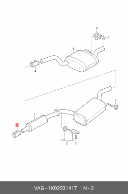 хомут!\ Audi A3/S3/Q2/Q3, Skoda Octavia, VW Golf/Passat/Jetta 1K0 253 141 T VAG
