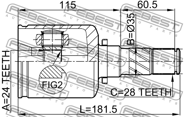 ШРУС внутр левый MAZDA 3 BL 2008-2013 0511-MZ5ATLH 0511-MZ5ATLH FEBEST