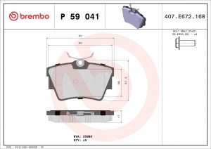 P59041 GDB1479=223627 [4414029] !колодки дисковые з.\ Renault Trafic, Opel Vivar P59041 BREMBO