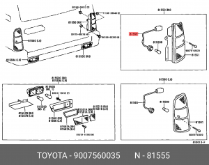патрон лампы!\ Toyota 4Runner/Corolla/Yaris 90075-60035 TOYOTA