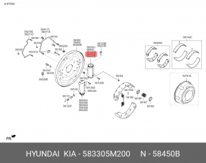 Цилиндр тормозной задний HYUNDAI EX6,8 дв.D4CC правый (нижний) OE 583305M200 HYUNDAI KIA
