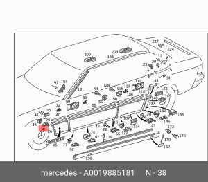 клипса молдинга!\MB W124 2.3 84-93 A0019885181 MERCEDES BENZ