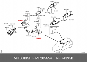 Винт MITSUBISHI Lancer (00-),Outlander (02-) козырька солнцезащитного OE MF205654 MITSUBISHI