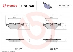 P06025 265 40=FO672781 !колодки дисковые з.\BMW E46 1.6-2.8/D,Rover 75 1.8-2.5/C P06025 BREMBO