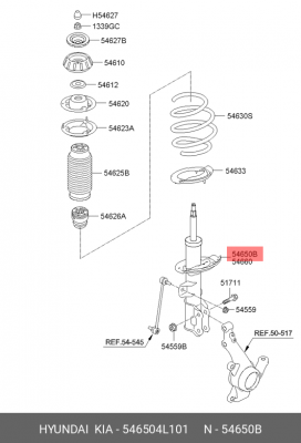 АМОРТИЗАТОР ПЕРЕДНИЙ, ЛЕВЫЙ  54650-4L101 546504L101 HYUNDAI KIA