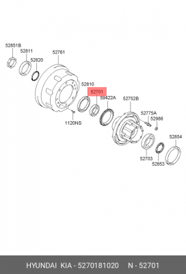 Подшипник ступицы HYUNDAI HD160,170,Universe,AeroQueen,AeroCity,AeroSpace задней 5270181020 HYUNDAI KIA
