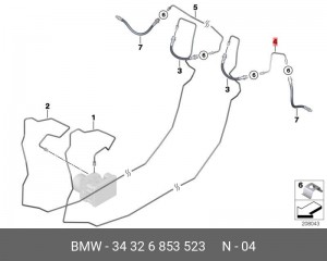 трубопровод тормозной !M10/M10 \BMW 1' E81/E82/E87/E88, 3' E90 34 32 6 853 523 BMW