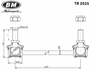 Стойка стабилизатора переднего, праваялевая, BM TR2515 TR2515 BM MOTORSPORT