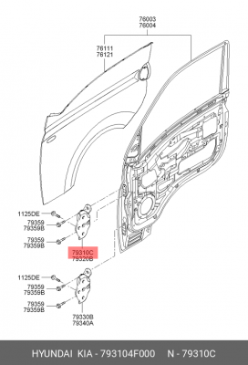 Петля HYUNDAI Porter 2 двери передней левой верхняя OE 793104F000 HYUNDAI KIA