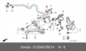 Втулка стабилизатора HONDA CR-V (02-) переднего OE 51306-S7B-014 HONDA