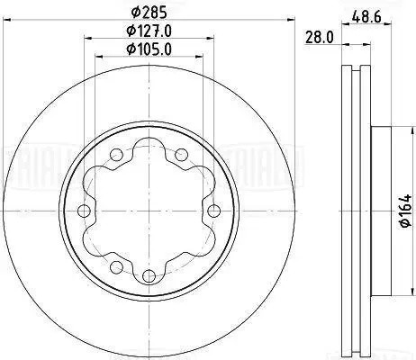 Диск торм. Toyota Hiace (04-) перед. d=285 (окраш.) (DF 150020) DF 150020 TRIALLI