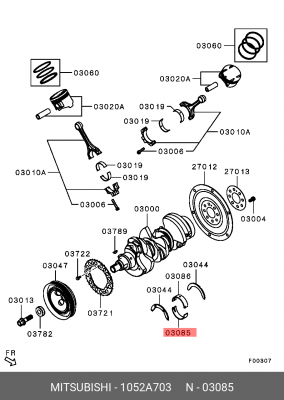 вкладыш коренной нижний! STD\ Mitsubishi Outlander/Pajero Sport 13> 1052A703 MITSUBISHI