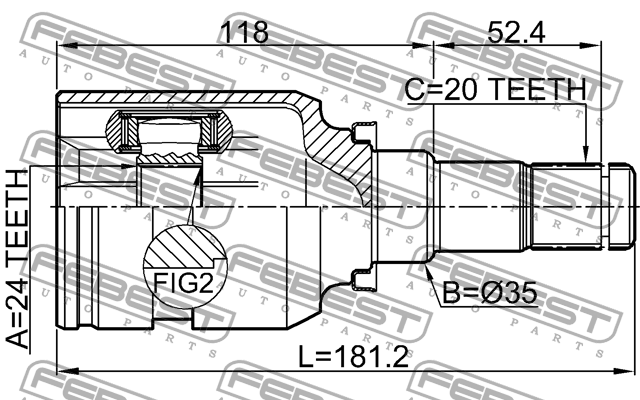 ШРУС внутр левый TOYOTA COROLLA E18 0111-ZRE181LH 0111-ZRE181LH FEBEST