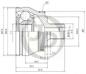 ШРУС внешний ABS JCV-151267  JCT0163A JCT0163A JUST DRIVE