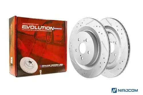 Задний тормозной диск Evolution с перфорацией и насечками, в покрытии GEOMET CBR3547 POWERSTOP