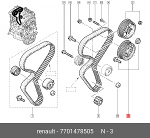 Шкив распредвала RENAULT 7701 478 505 7701478505 RENAULT