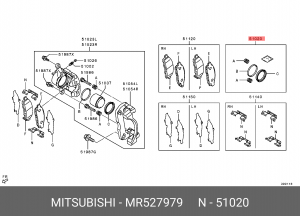 р/к дискового тормоза!\ Mitsubishi MR527979 MITSUBISHI