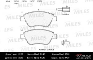 Колодки тормозные передние (Смесь Semi-Metallic) FIAT ALBEA/DOBLO/STILO 01 (TRW  E100401 MILES