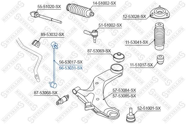 тяга стабилизатора переднего правая!\ KIA Cerato 04> 56-53031-SX STELLOX