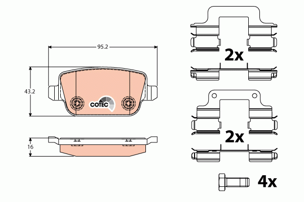Колодки тормозные LAND ROVER Freelander задние (4шт.) TRW GDB1708 TRW