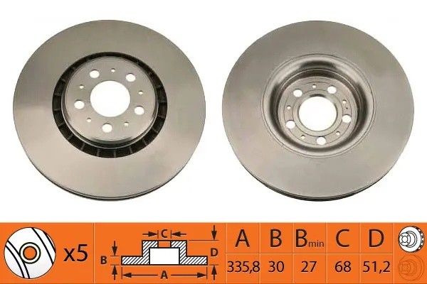 Диск тормозной передний VOLVO XC90 02 R17 BR45109T BR45109T SB NAGAMOCHI