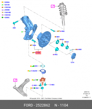 Ступица передняя Tr 14- KK31 2C300 BC 2522862 2522862 FORD