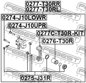Суппорт задн правый NISSAN PRIMERA P12 0277-T30RR 0277-T30RR FEBEST
