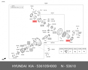 Подшипник дифференциала HYUNDAI HD65,78,County дв.D4DD заднего моста OE 536105H000 HYUNDAI KIA