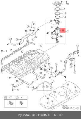 Фильтр топливный KIA Soul (06-) (1.6) OE 319114D500 HYUNDAI KIA