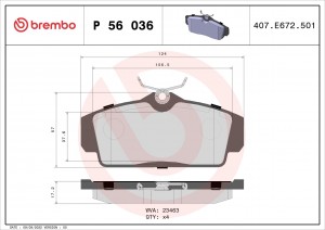 P56036 GDB3168=FDB1096 !колодки дисковые п.\ Nissan Primera 1.6i-2.0i/2.0TD &16V P56036 BREMBO