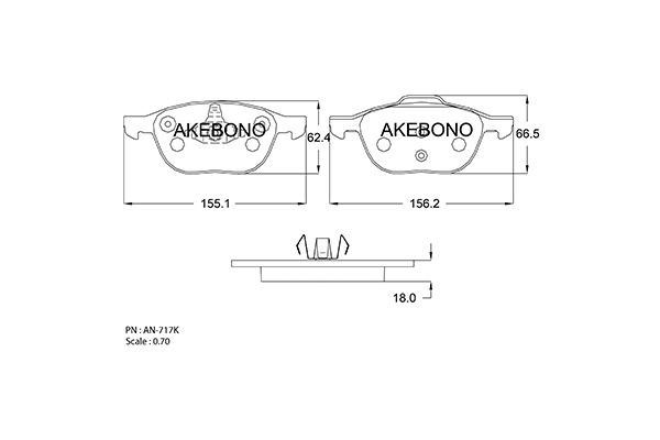 Колодки тормозные дисковые передние ПОДХОДЯТ ДЛЯ Ford Focus II 04 AN-717K AN717K AKEBONO