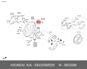 Цилиндр тормозной задний HYUNDAI EX6,8 дв.D4CC правый (верхний) OE 583205M200 HYUNDAI KIA