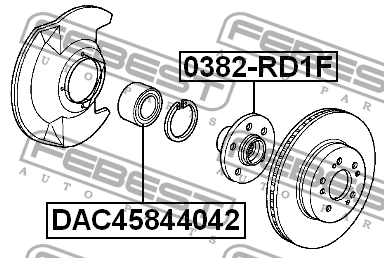 Подшипник ступицы передний HONDA CR-V I 96-01, CIVIC 01-05, ACCORD 98-02 DAC4584 DAC45844042 FEBEST
