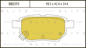 Колодки тормозные дисковые задние TOYOTA Corolla/Auris/Verso/Prius 07- BB0393 BB0393 BLITZ