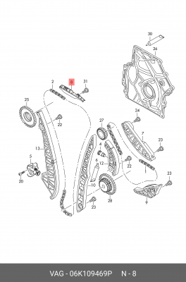 планка успокоителя цери ГРМ!\ Audi A3/A4 1.8i/2.0i 12>, VW Arteon/Passat 2.0i 08 06K 109 469 P VAG