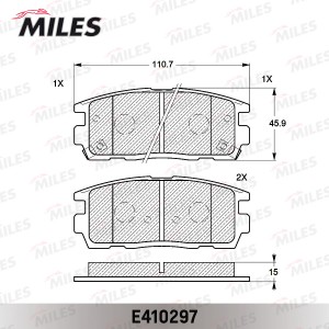 Колодки тормозные задние (без датчика) (Смесь Low-Metallic) (CHEVROLET CAPTIVA/O E410297 MILES