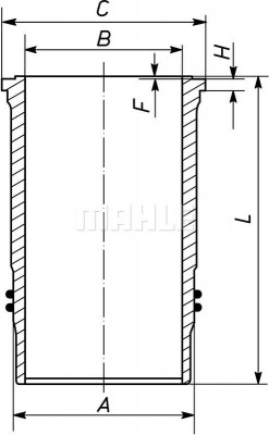 Гильза БЦ d128 A=144.50 C=153.80 L=253 H+F=9.92+1 OM421-424A/LA/441-444A/LA MB 003 WN 25 00 MAHLE KNECHT