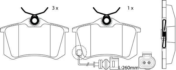 Колодки тормозные задние SEAT IBIZA 02-/SKODA FABIA 99-08/VW POLO 01- BP33019W BP33019W SB NAGAMOCHI