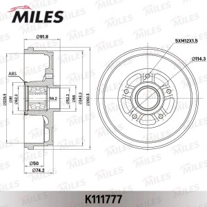 Барабан тормозной с подшипником и кольцом ABS RENAULT DUSTER 10-18 K111777 K111777 MILES