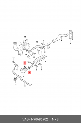 AUDI/ VW D-23mm/L-12mm/пружинный хомут N 906 869 02 VAG