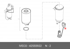 датчик фильтра топливного!\Iveco Daily S2000 06> 42555922 IVECO